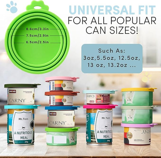 3 Pack Universal Pet Food Can Covers Lids - One fit 3 Standard Size Cans for Cats and Dogs Food Cans - Easy to Clean - Safe Silicone - Forest Ember