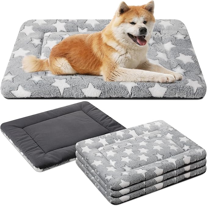 4 Pcs Washable Dog Crate Mat Kennel Pad Replaceable Reversible Pet Bed Pad for Crate Pet, Sleeping Mat for Small, Medium, Large Dog Machine Washable(20 x 30 x 1.6 Inch,Gray)
