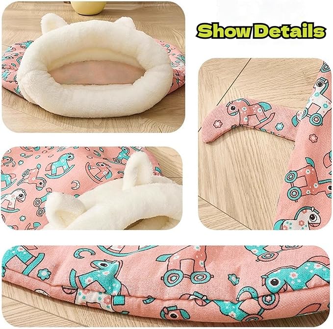 Cozy Sleeping Bag, Cozy Nest for Cats and Dogs, Soft Cat Dog Sleeping Bag, Cat Sleeping Bag for Indoor, Warm Nest for Indoor Cats&Small Dogs, Semi-Enclosed Design (Clownfish(Without Ear), Medium)