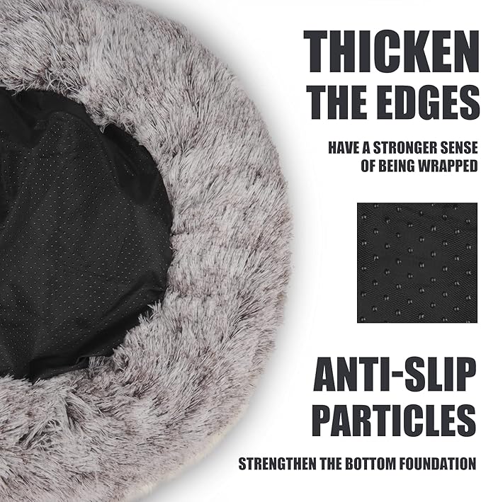 ShinHye Cat Bed Round Plush Fluffy Hooded Cat Bed Cave, Cozy for Indoor Cats or Small Dog beds, Soothing Pet Beds Doughnut Calm Anti-nxiety Dog Bed - Waterproof Bottom Washable (26×26inch, Coffee)
