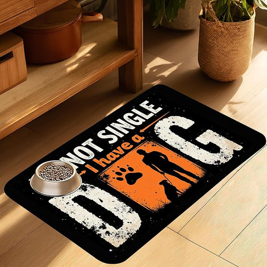 Not Single Dog Pet Cat Dog Food Mat-Absorbent Quick Dry Feeding Placemat for Water and Food, No Stains Rubber Base Mat for Indoor Use, Pet Accessories 16"x24"