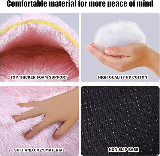 Cat Beds for Indoor Cats,Cat Cave for Puppy and Kitty,Calming Small Dog Bed for Small Dogs with Cover Cave,Cozy Warming Fluffy Washable Anti-Slip Pet Sleeping Bag(20 * 20inch,Light Pink)