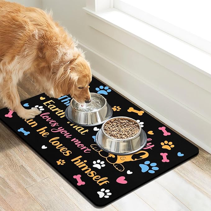 Pet Feeding Mat for Floors Waterproof Dog Mat for Food and Water Absorbent Quick Dry Non Slip mat for Cat Bowls