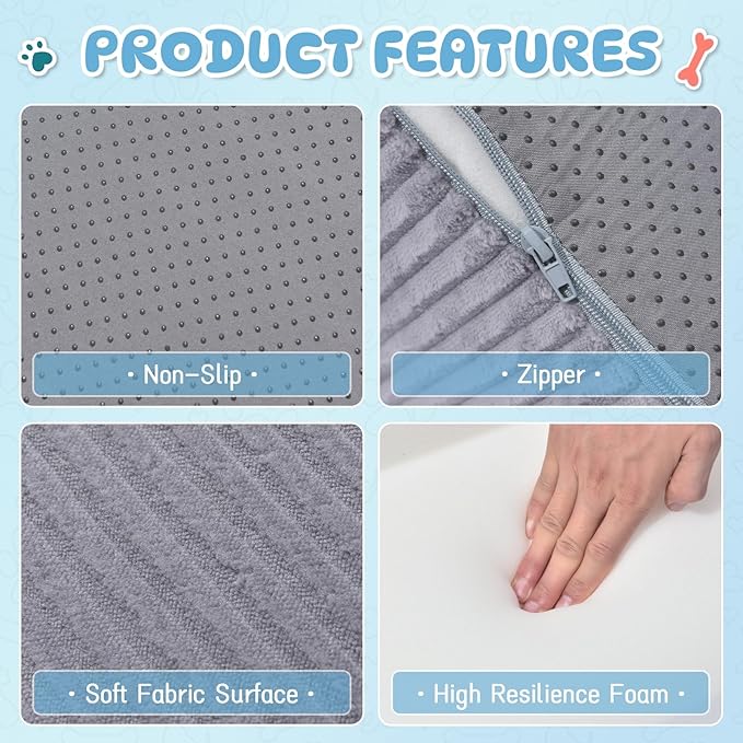 Dog Stairs Steps for High Bed - 2 Steps Pet Steps for Small Dogs and Cats Non-Slip Removable Washable Cover Ramp for Indoor Outdoor Car Couch Sofa(H: 11.8")
