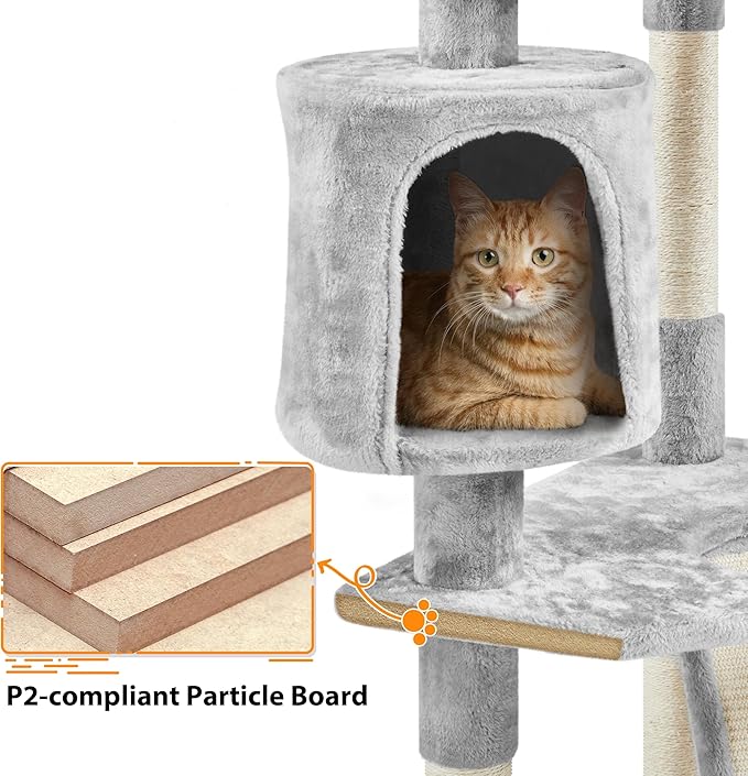Yaheetech 79 inches Cat Tree Multi-Level Cat Tower with Scratching Post Indoor Cat Condo Pet Stand Play House Furniture Kitten Kitty Activity Center
