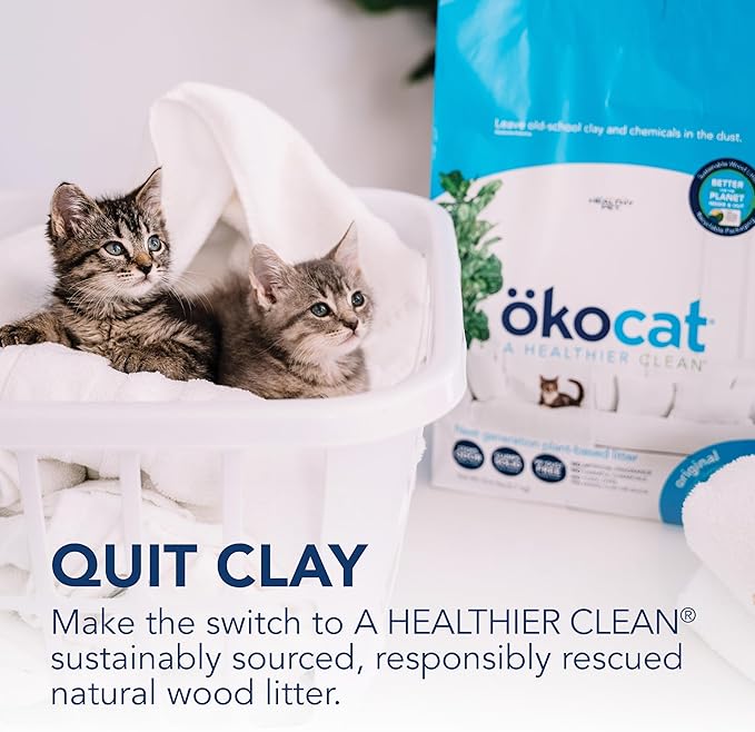 ökocat Original Wood Clumping Cat Litter, Unscented, 12.6 pounds - Natural Ingredients, Stops Odor, Clumps Solid, 99% Dust Free, Great for All Cats