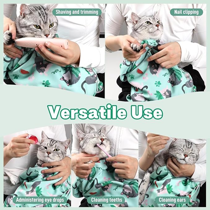 Paw Legend 27.6" Cat Wrap for Grooming Cat Wrap for Cutting Nails Cat Restraint for Nail Clipping Self Adhesive Blanket Restraint Cloth for Cats Within 15lbs