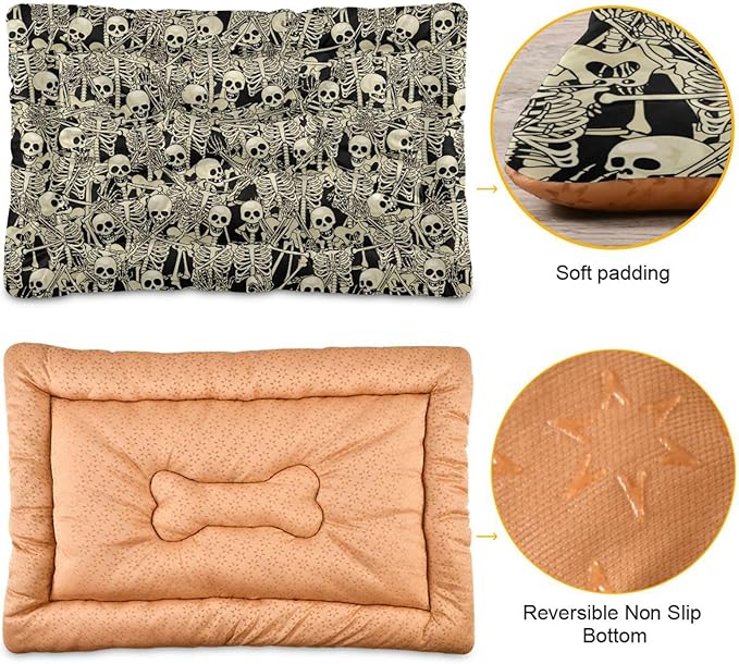 Pet Bed Fun Skull Dog Bed Mat Absorbing Non Slip Pad Pet Sleeping Mat for Small, Medium, and Large Dogs Puppy Cat 36 in x 24 in