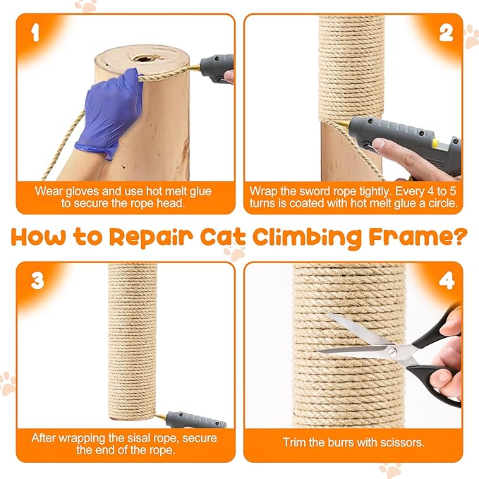 98FT/30M Cat Scratching Sisal Rope, 6mm Thick Natural Jute Rope for Scratch Posts, Cat Trees, DIY Projects, Sisal Rope for Scratcher with 2 Mouse Toys (Natural, 98ft)