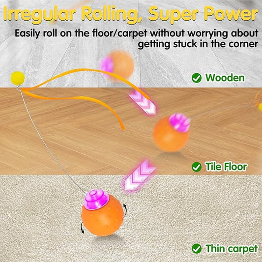 Interactive Cat Toys Balls, Automatic Moving Cat Toys for Indoor Cats, Self Rotating Ball with Motion Activated, Electric Cat Mouse Toys, USB Rechargeable