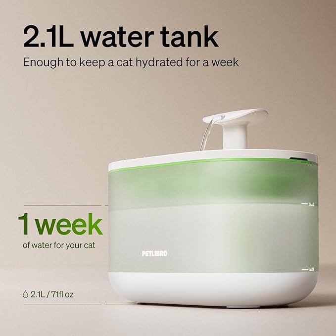 PETLIBRO Cat Water Fountain, 71fl oz/2.1L Ultra Quiet Pet Water Fountain for Cats Inside, BPA-Free, Two Flow Modes,Visible Water Level Dog Water Dispenser, Upgraded Cat Water Bowl with 4 Large Filters