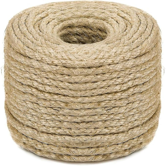 Sisal Rope for Cat Scratching Post Tree Tower Replacement for Repairing Recovering or DIY Scratcher (Natur, 6mm 50ft)