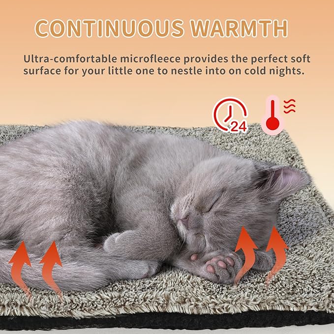 Self-Warming Cat Bed Pad, Self-Heating Cat Bed Mat Thermal Blanket for Indoor Cats & Small Dogs,22 * 16 inch