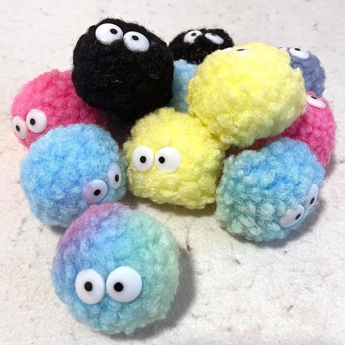 Assorted Color Cat Ball Toys, Irregular Shape Woolen Yarn Puffs Pom Balls Interactive Kitten Chasing Toys Cat Chase Balls (Multicolored 12Pcs)