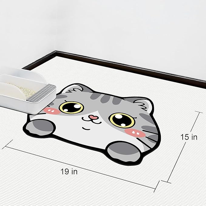 Pet Supplies Cat Feeding Bowl Mat - Absorbent, Easy Clean, Quick Dry for Cat Food and Water Dispenser - Grey, 19"x15"