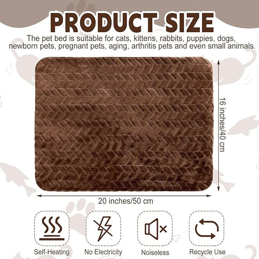 4 Pack Self Heating Cat Pad 16 x 20 Inch Self Warming Cat Bed Non Slip Warm Dog Pad Mat Washable Pet Kennel Crate Bed Mat for Indoor Outdoor Pets(Dark Coffee,16 x 20 Inch)