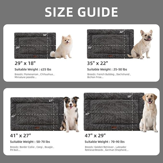 Fluffy Reversible Dog Bed Mat - Ultra Soft & Machine Washable Dog Crate Pad fit for Metal Kennel, Cozy Sleeping Mat, 41" x 27", Dark Gray