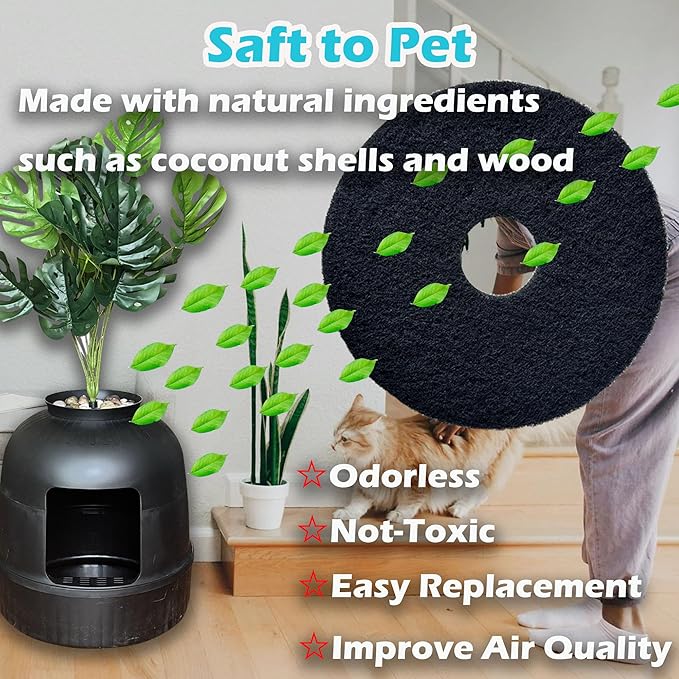 Cat Litter Box Replacement Filters for Lifewit Litter Box Cat, Activated Charcoal Filters Replacement to Absorb Odors and Litter Box Deodorizer for Hidden Enclosure Litter (12 Pack)