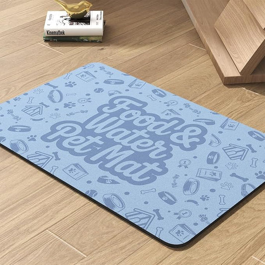 Pet Feeding Mat-Absorbent Dog Mat for Food and Water Bowl-No Stains Quick Dry Water Dispenser Mat-Dog Accessories Pet Supplies-Bowl for Messy Drinkers(Words,12"x19"
