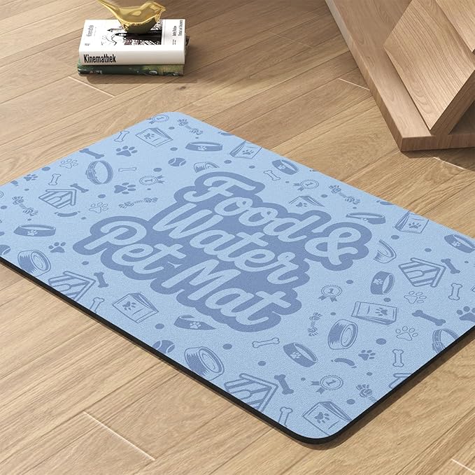 Pet Feeding Mat-Absorbent Dog Mat for Food and Water Bowl-No Stains Quick Dry Water Dispenser Mat-Dog Accessories Pet Supplies-Bowl for Messy Drinkers(Words,23"x34"
