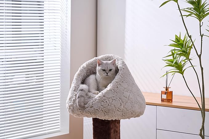 PetPals Cat Bed Made with a Soft Plush Material (Small, Rose Cradle)