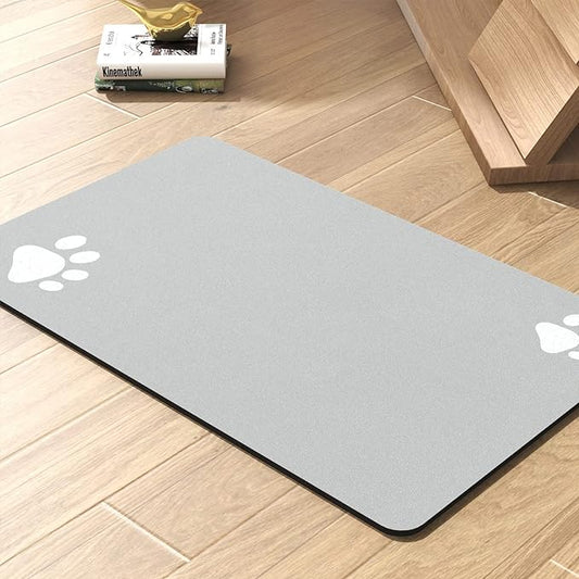 Pet Feeding Mat-Absorbent Dog Mat for Food and Water Bowl-No Stains Quick Dry Water Dispenser Mat-Dog Accessories Pet Supplies-Bowl for Messy Drinkers(LIGHTGREY,16"x24"