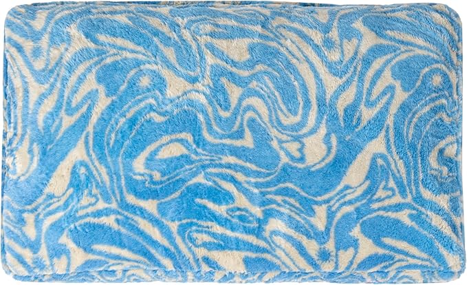 DBD3001G-L Mabel 41" x 25.5" Designer Modern Ultra Soft Reversible Plush Rectangular Pet Bed with Washable Cover, Blue Lemonade Twist