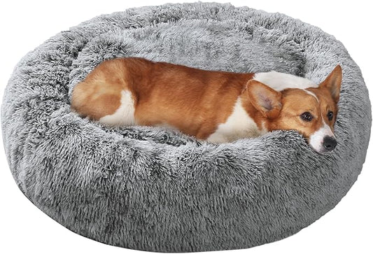 JOLLYVOGUE Dog Bed, Calming Anti-Anxiety Large Dog Bed, Fluffy Donut Cushion for Medium and Large Pets (27"/30"/36")
