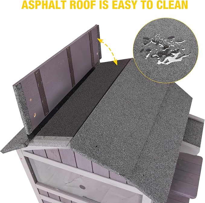 Aivituvin Outdoor Cat House,Two-Story Feral Cat Shelter,Weatherproof Cat Enclosure for Winter with Escape Doors