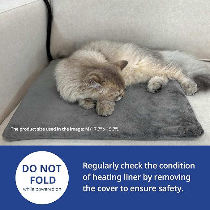 NICREW Pet Heating Pad for Dogs and Cats, Heated Cat Bed with Steel-Wrapped Cord and Soft Fleece Cover, 17.7 x 15.7 Inches, 30 Watts