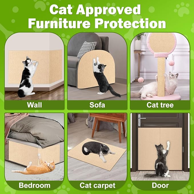 23.6x15.8 Couch Wall Corner Protection for Indoor Cats,Anti Scratch Furniture Protector from Cats Scratching,Trimmable Climbing Cat Scratcher Pad Play Mat Easy Use for Cat Board/Door/Carpet