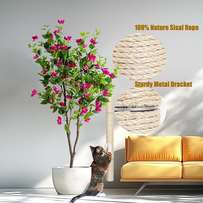 Cat Scratch Post, 8,11.8,15.7,19.6,31.5inch sisal Pole Cat Tree Replacement Post with M8 Screws, Indoor cat Tower Spare Furniture Protector with Scratch Post Filling (8 * 3.1inch-1Pcs)