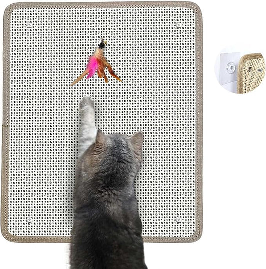 Cat Nail File Scratcher & Scratching Pad - Sisal Corner Scratcher with 80-Grit Aluminum Oxide, Wall/Floor Cat Scratcher for Natural Nail Trimming & Furniture Protection (16.53"x13.38")