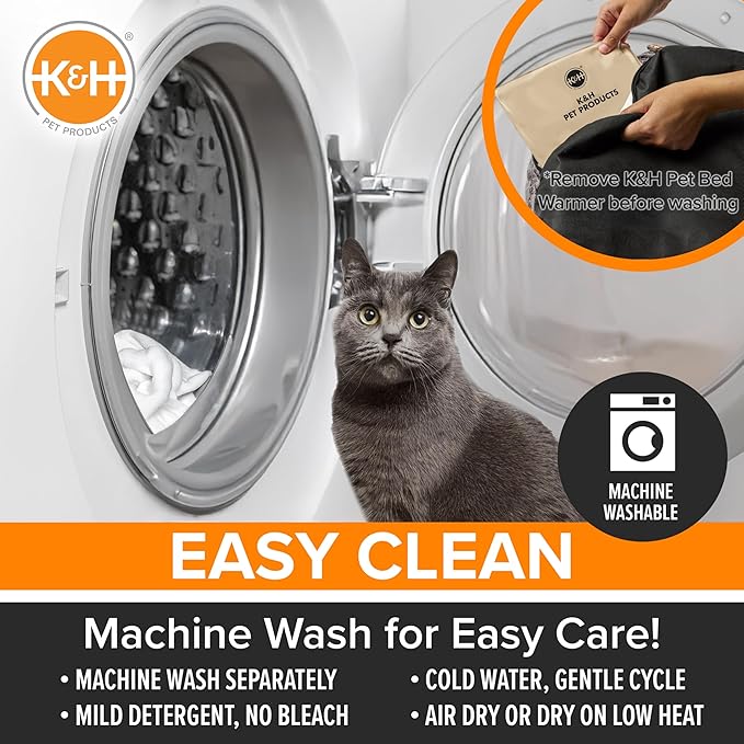 K&H Pet Products Heated Cat Bed Indoor, Thermo-Snuggle Cup Bomber Soft Heated Pet Bed for Large Indoor Cats and Small Dogs, Machine Washable, Waterproof Heated Pad, Safety Listed - 14x18in Chocolate