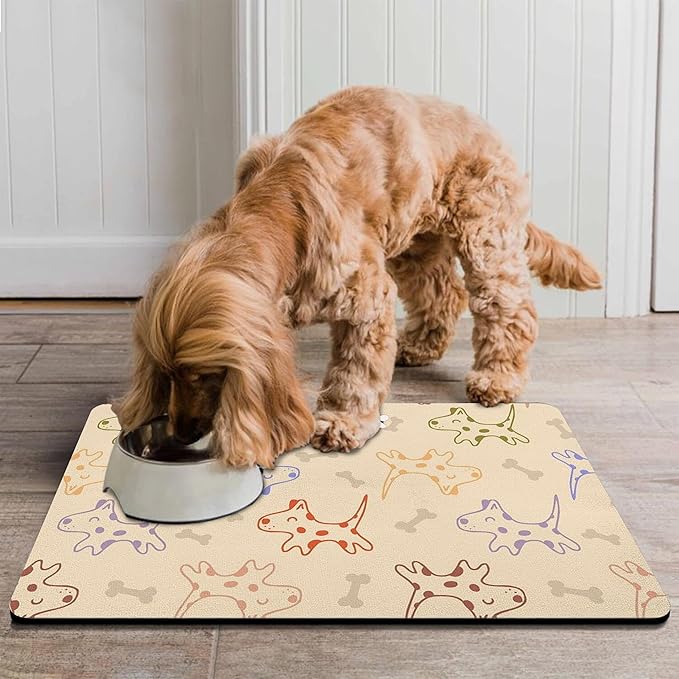 Pet Feeding Mat for Floors Waterproof Dog Mat for Food and Water Absorbent Quick Dry Non Slip mat for Cat Bowls