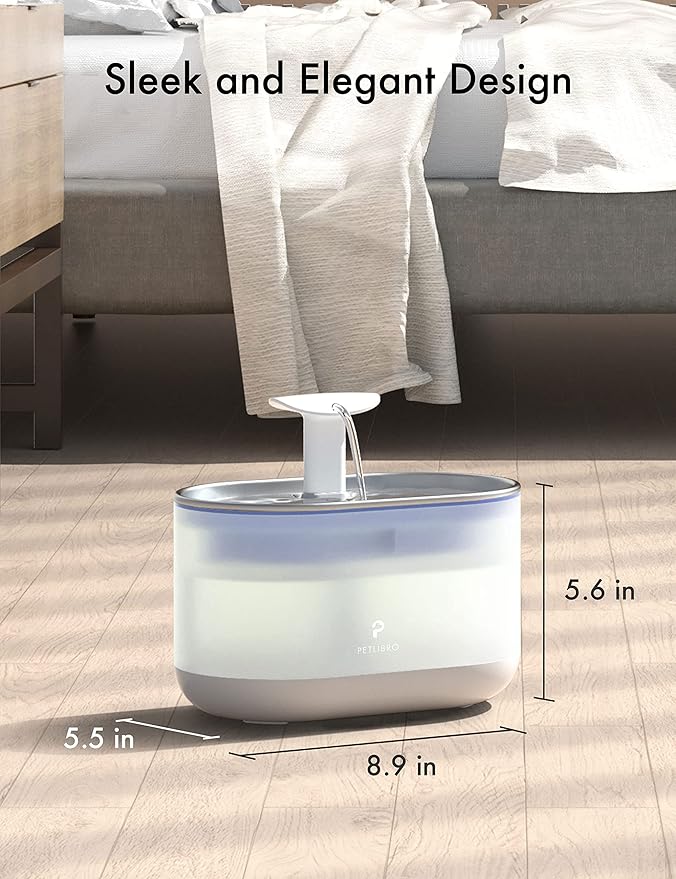 PETLIBRO Cat Water Fountain Stainless Steel,Ultra Quiet,71fl oz/2.1L Automatic Cat Fountain,Two Flow Modes,BPA-Free Capsule Metal Healthy Pet Water Fountain for Cats Inside with 4 Large Filters