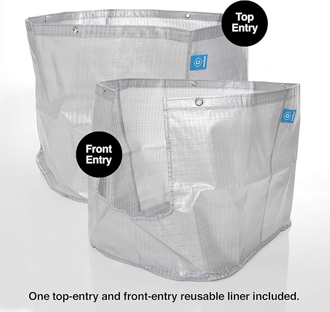 Modkat® XL Litter Box, Top or Front-Entry Configurable, Full Height Seamless Base, Reusable Litter Liners, Sifting Litter Scoop, 2X Bamboo Charcoal Filters - White