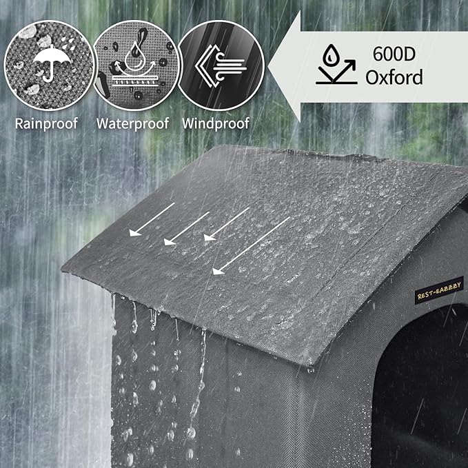 Rest-Eazzzy Cat House for Indoor and Outdoor in Summer,Feral Cat House Insulated with Mat,Clip and portable handle,Weatherproof and easy Installation,Bed for Kitten and Puppie,Never Blow Away(Grey, M)