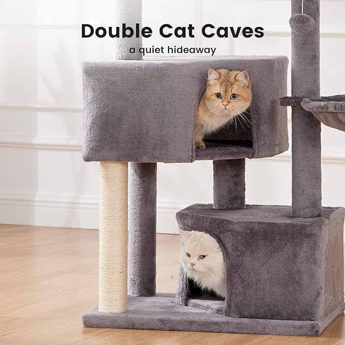 Gardner Pet 41" Tall Cat Tree for Medium-Large Cats, Heavy Duty Cat Tower with 2.8in Posts & Washable Top Perches, Space-Saving Cat Furniture for Apartments, Easy to Assembly