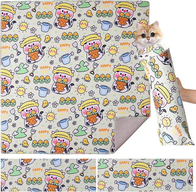 Cat Wrap for Grooming,Cat Wrap for Cutting Nails,Self-Adherent Soft Cat Blanket,Restrain The Cat to Keep Calm,Anti-Bite, Anti-Scratch, Wrap Anti-Escape Grooming Bags for Cats (Within 6lbs)