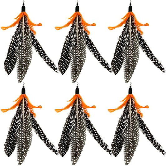Cat Feather Toys Refill, 6 Pieces Cat Wand Attachments Da Bird Feathers Toy for Indoor Cats