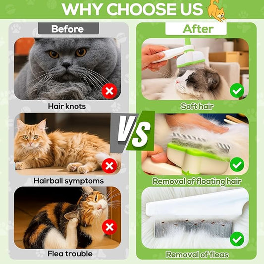 XANGNIER Rotatable Flea Comb for Cats Dogs Kittens Rabbit,Self Cleaning Pet Flea Comb Grooming Brush for Shedding and Detangling,Fine Tooth Tick Lice Comb for Short & Long Pet Hair Removal Tool,2 Pcs