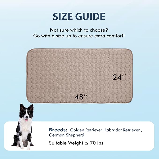 MICROCOSMOS Summer Cooling Mat & Sleeping Pad- Water Absorption Top, Materials Safe, Easy Carry, EZ Clean. Keep Cooling for Pets, Kids and Adults.(Brown, 48" x24")