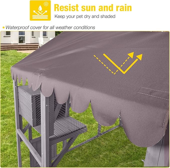 Aivituvin Catio Outdoor Cat Enclosure Large Cat Run with Bridges, Walks, Small Houses, Roof Cover 28.27 ft²