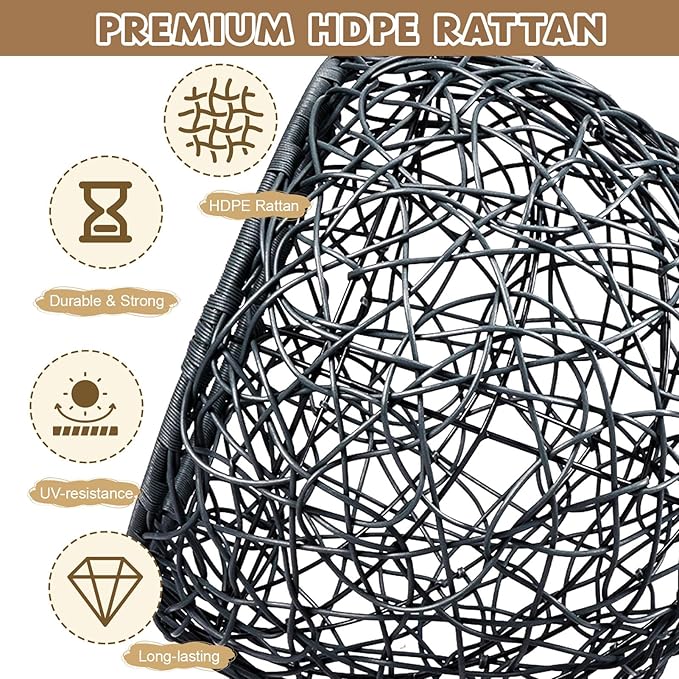 Cat Swing Bed with Stand & Cushion - Rattan Wicker Design, Indoor/Outdoor Hanging Hammock for Cats and Small Pets, Green