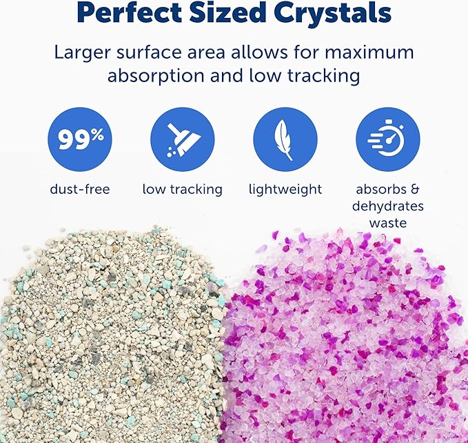 PetSafe ScoopFree Premium Crystal Cat Litter - Ultra-Absorbent Silica Universal Litterbox Crystals - Non-Clumping Odor Control - Lavender Scent - 8 lb Bag