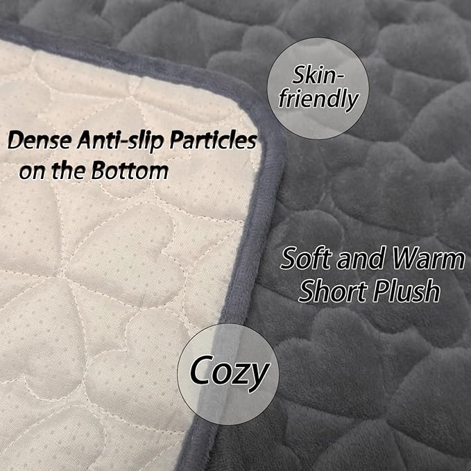 Dog Bed Mat 35"x27" Love Heart Shaped Crate Mat Fluffy Soft Washable Pet Pad Blanket for Indoor Bed Couch Sofa Floors Cat and Dogs Sleeping Mattress (Gray)