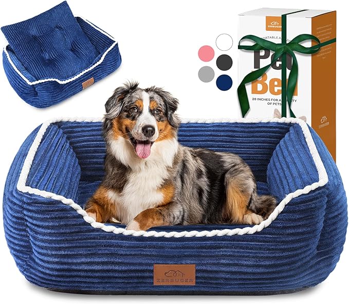 Orthopedic Dog Bed for Large Dogs,Dog Sofa Beds Supportive Foam Pet Couch Bed with Removable Washable Mat and Nonskid Bottom (Large, Blue)