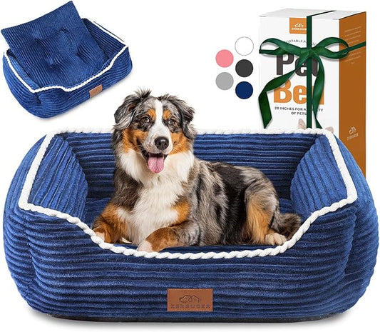 Orthopedic Dog Bed for Large Dogs,Dog Sofa Beds Supportive Foam Pet Couch Bed with Removable Washable Mat and Nonskid Bottom (Large, Blue)