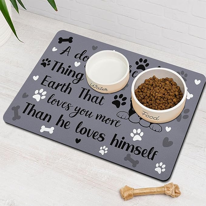 Pet Feeding Mat for Floors Waterproof Dog Mat for Food and Water Absorbent Quick Dry Non Slip mat for Cat Bowls